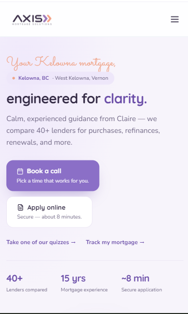 Broker site hero shown on a phone — Soft style